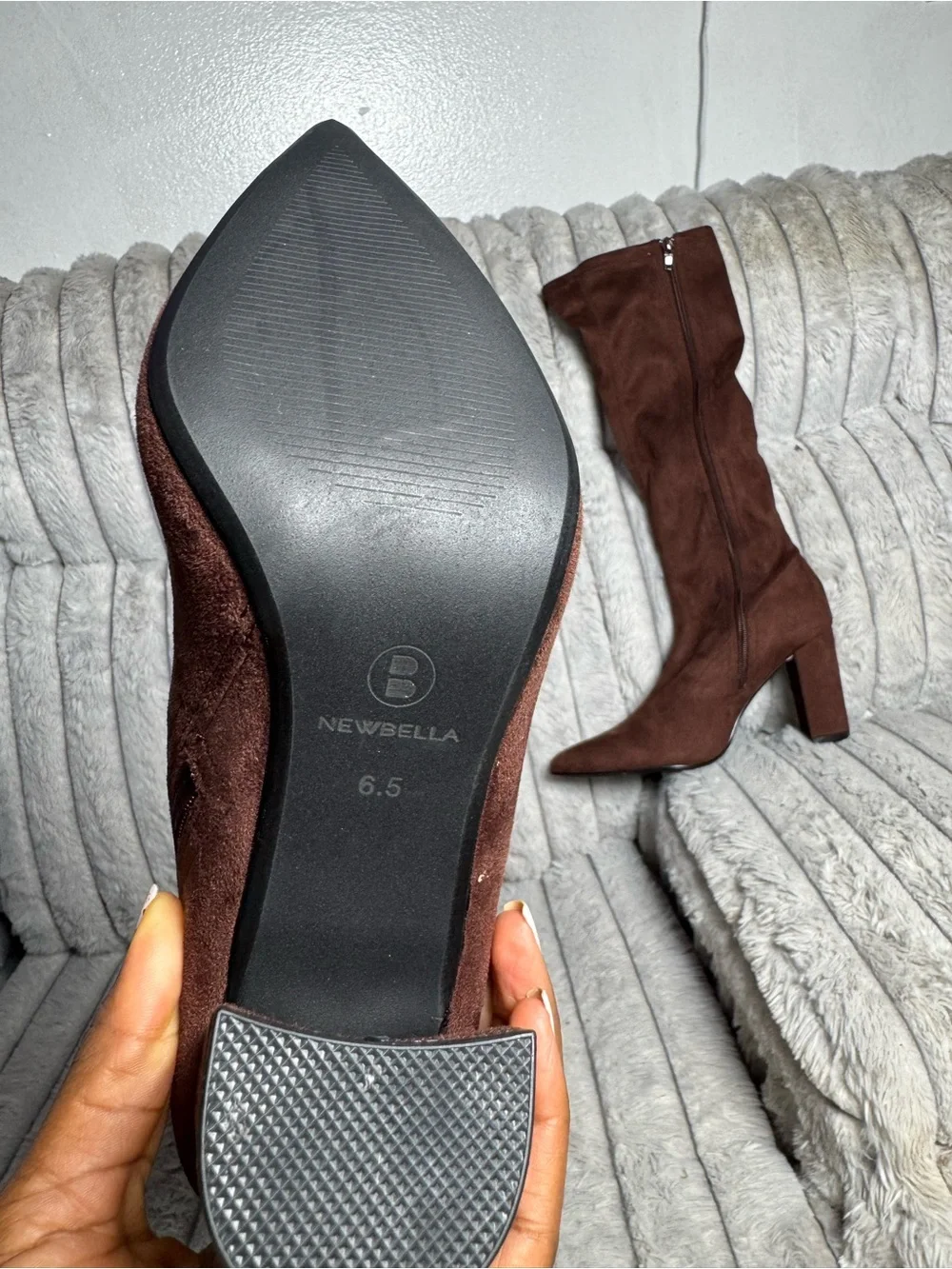 Tall Over-the-Knee Pointed Toe Block Heel Boots - Brown